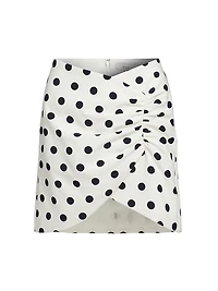 Arden Polka Dot Ruched Miniskirt