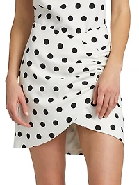 Arden Polka Dot Ruched Miniskirt