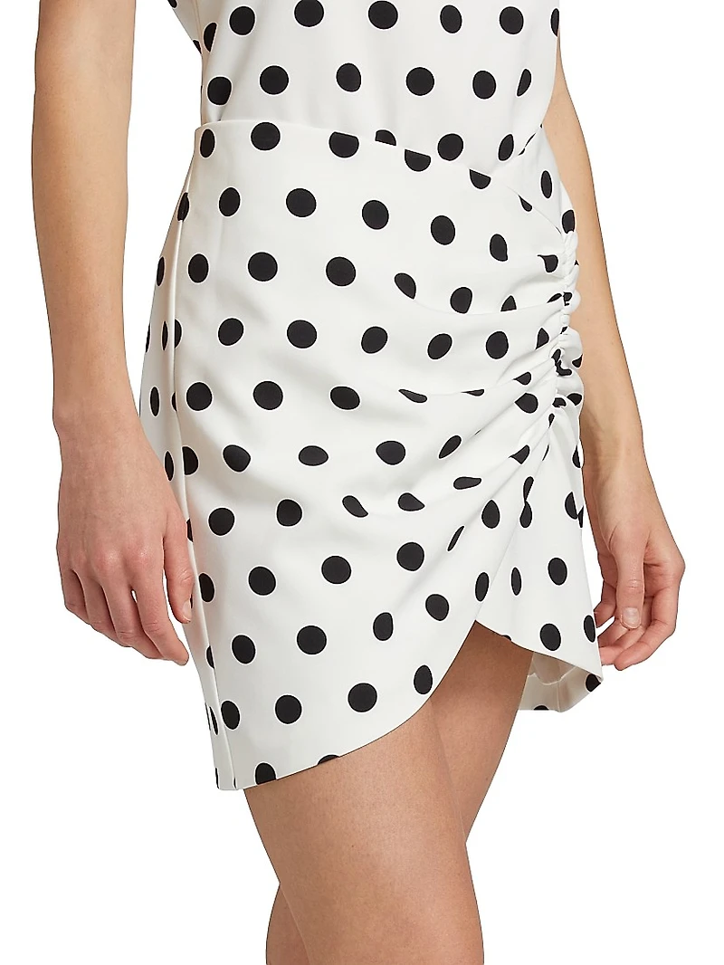 Arden Polka Dot Ruched Miniskirt