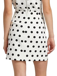 Arden Polka Dot Ruched Miniskirt