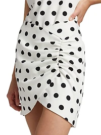 Arden Polka Dot Ruched Miniskirt
