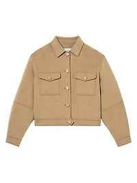 Melania Wool-Blend Button-Front Shirt Jacket
