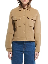 Melania Wool-Blend Button-Front Shirt Jacket