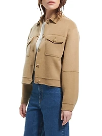 Melania Wool-Blend Button-Front Shirt Jacket