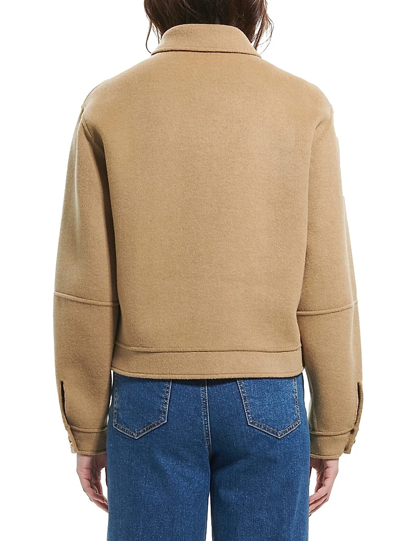 Melania Wool-Blend Button-Front Shirt Jacket