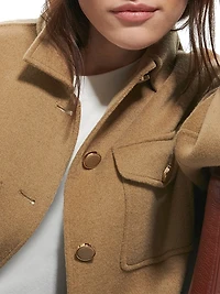 Melania Wool-Blend Button-Front Shirt Jacket