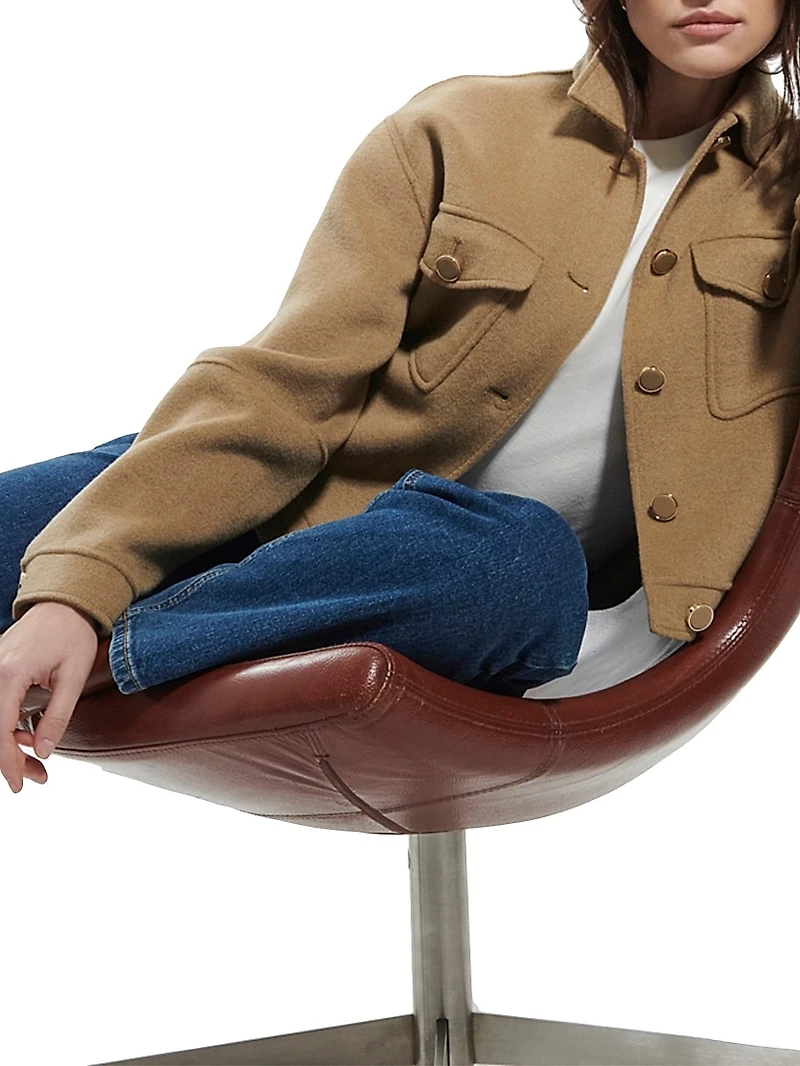 Melania Wool-Blend Button-Front Shirt Jacket