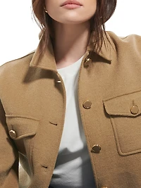 Melania Wool-Blend Button-Front Shirt Jacket