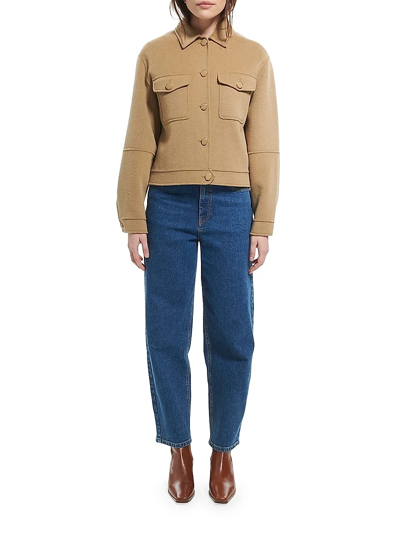 Melania Wool-Blend Button-Front Shirt Jacket