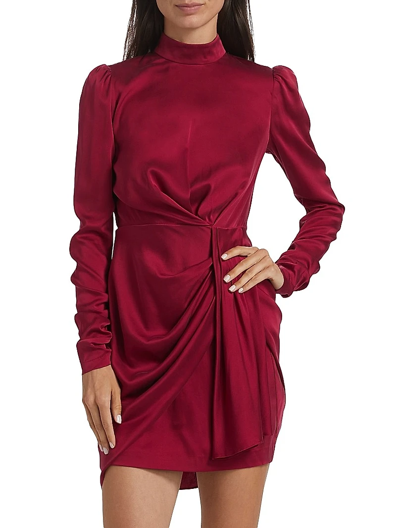 Draped Stretch Silk Minidress