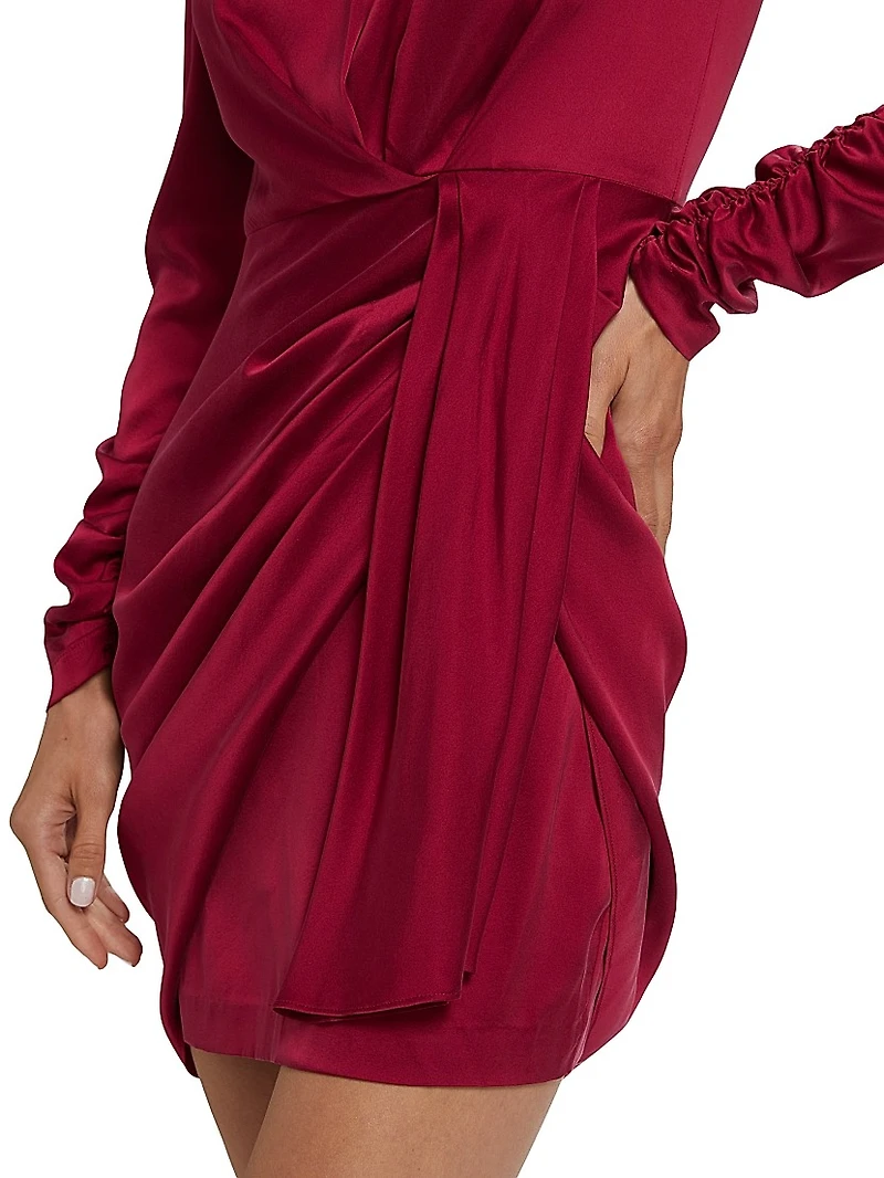 Draped Stretch Silk Minidress