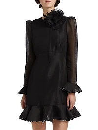 Crush Flower Appliqué Minidress