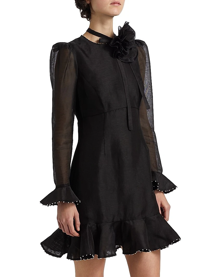 Crush Flower Appliqué Minidress