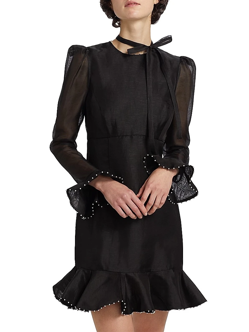 Crush Flower Appliqué Minidress
