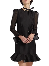 Crush Flower Appliqué Minidress