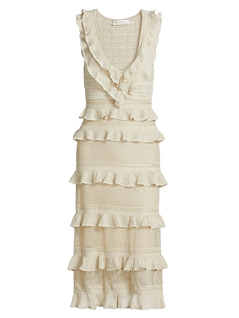 Crush Frilled V-Neck Midi-Dress