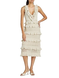 Crush Frilled V-Neck Midi-Dress