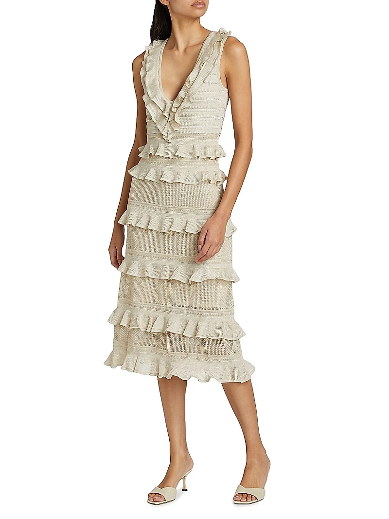 Crush Frilled V-Neck Midi-Dress