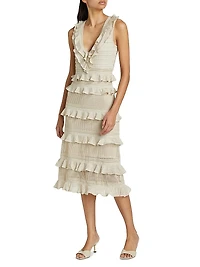 Crush Frilled V-Neck Midi-Dress