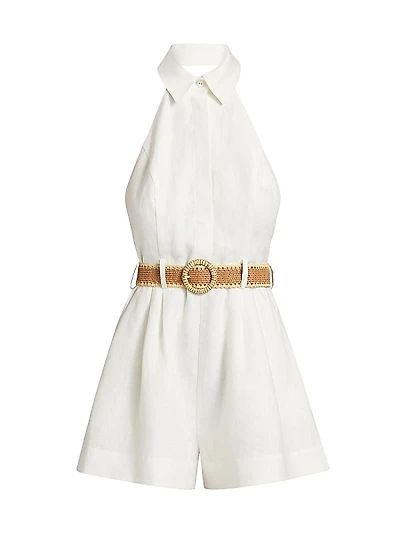 Acacia Linen Halter Romper