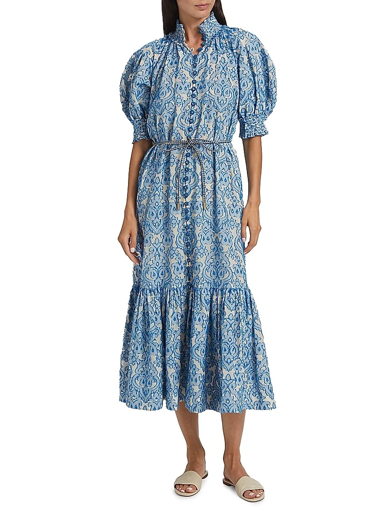 Wylie Lantern Cotton Midi-Dress