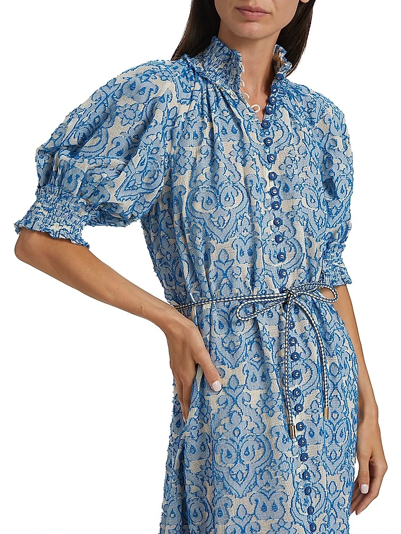 Wylie Lantern Cotton Midi-Dress