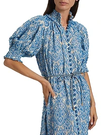 Wylie Lantern Cotton Midi-Dress