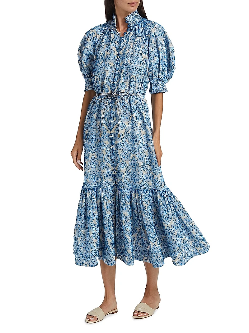 Wylie Lantern Cotton Midi-Dress