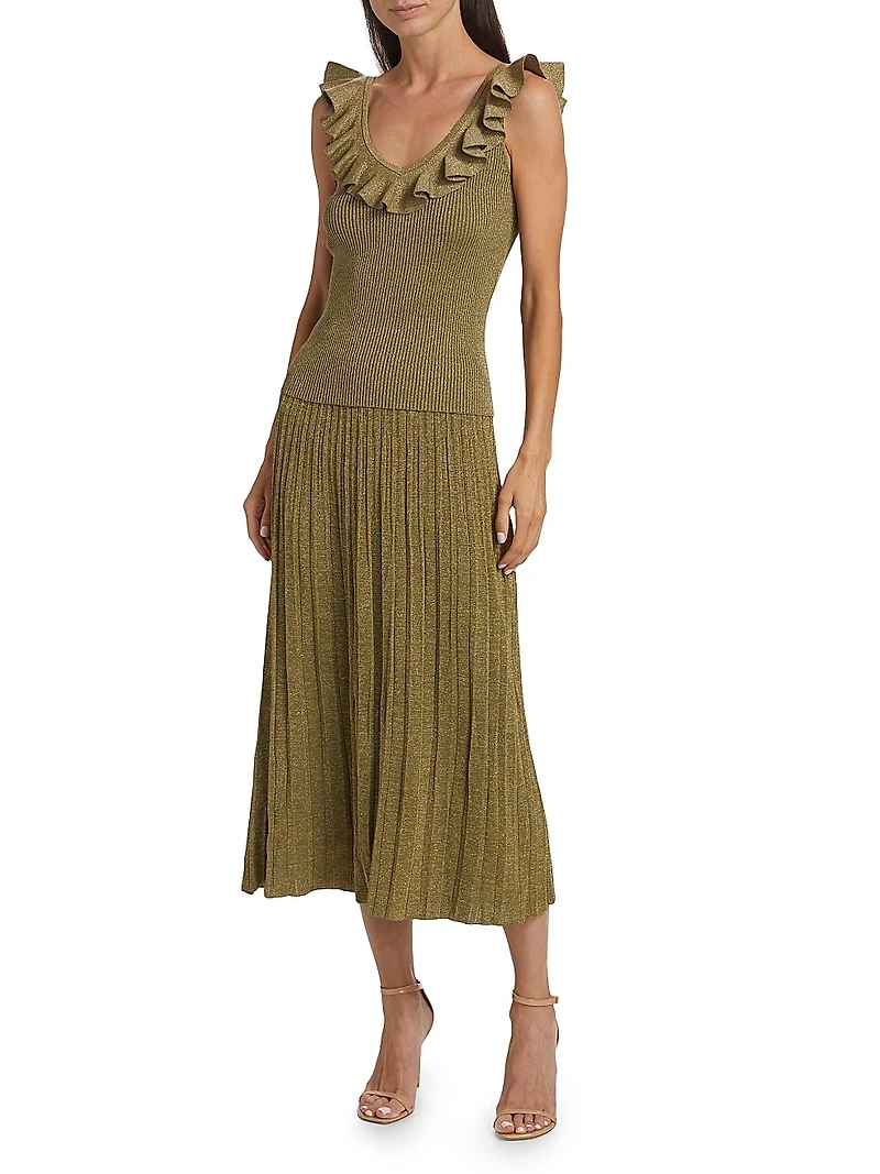 Wylie Metallic Knit Midi-Skirt