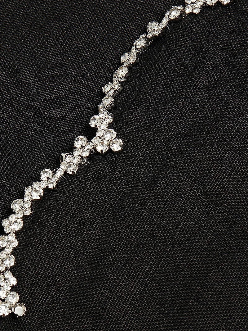 Crush Crystal-Embellished Scalloped Linen Crop Top