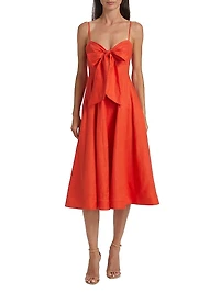 Crush Linen Tie-Front Midi-Dress