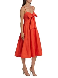 Crush Linen Tie-Front Midi-Dress