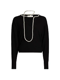 Crush Wool Faux Pearl Necklace Sweater