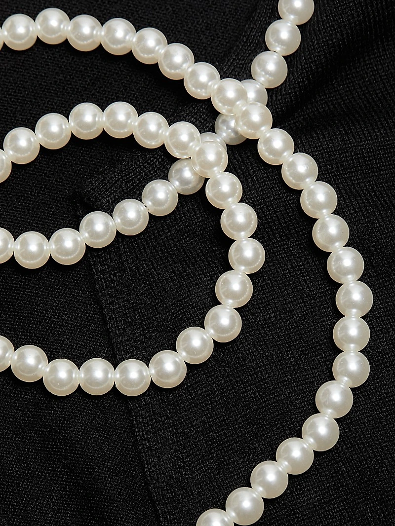 Crush Wool Faux Pearl Necklace Sweater