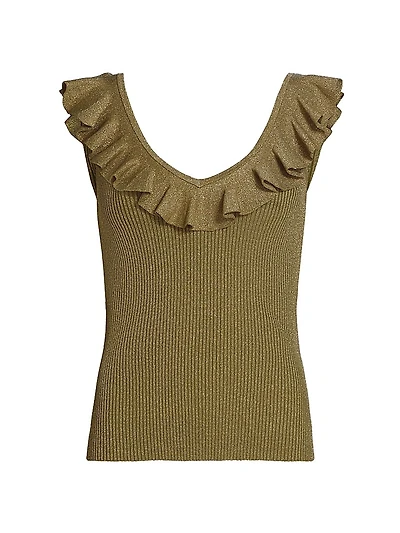 Wylie Ruffled Rib-Knit Top