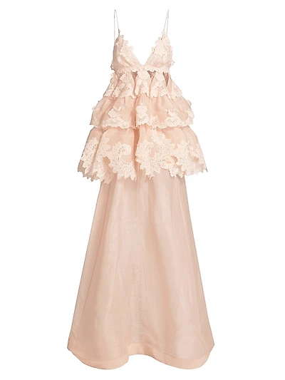 Crush Tiered Lace A-Line Gown