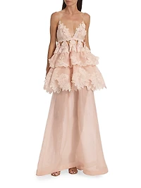 Crush Tiered Lace A-Line Gown
