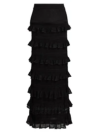 Crush Ruffled-Trim Maxi Skirt