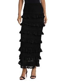 Crush Ruffled-Trim Maxi Skirt
