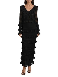 Crush Ruffled-Trim Maxi Skirt