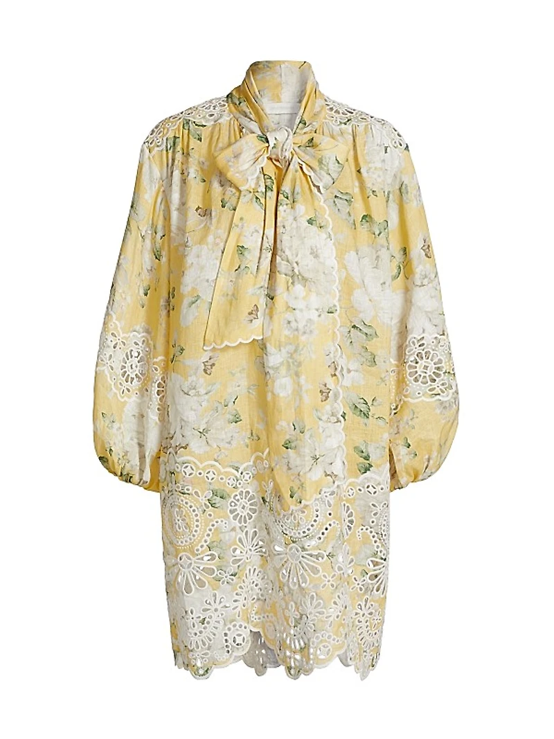 Acacia Broderie Floral Tieneck Minidress