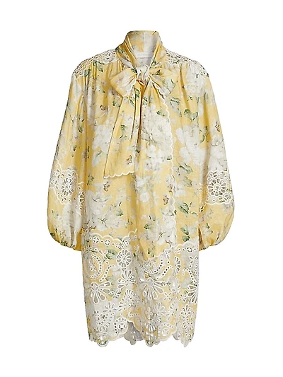 Acacia Broderie Floral Tieneck Minidress