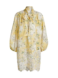 Acacia Broderie Floral Tieneck Minidress