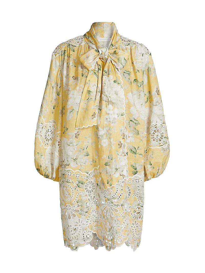 Acacia Broderie Floral Tieneck Minidress