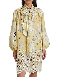 Acacia Broderie Floral Tieneck Minidress