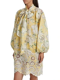 Acacia Broderie Floral Tieneck Minidress