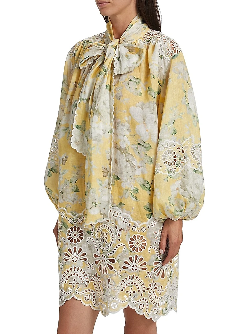 Acacia Broderie Floral Tieneck Minidress