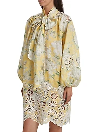 Acacia Broderie Floral Tieneck Minidress