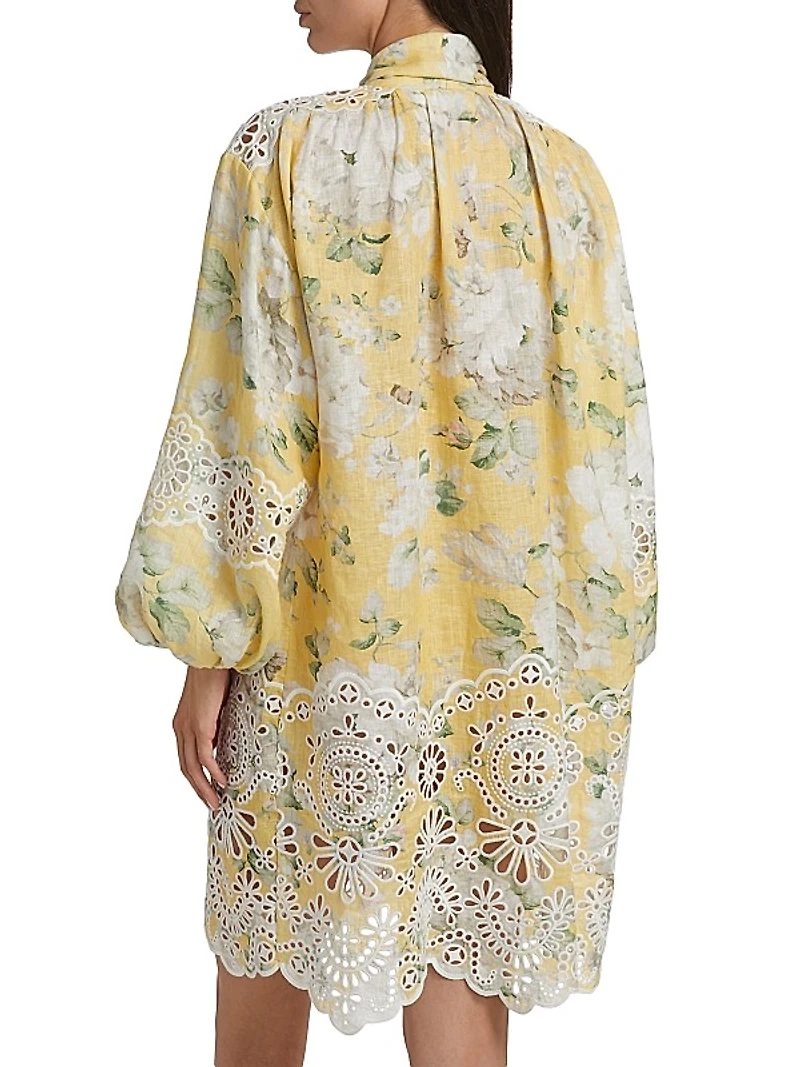 Acacia Broderie Floral Tieneck Minidress