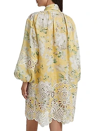 Acacia Broderie Floral Tieneck Minidress